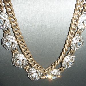 Ann Taylor Double Chain Rhinestone Necklace
